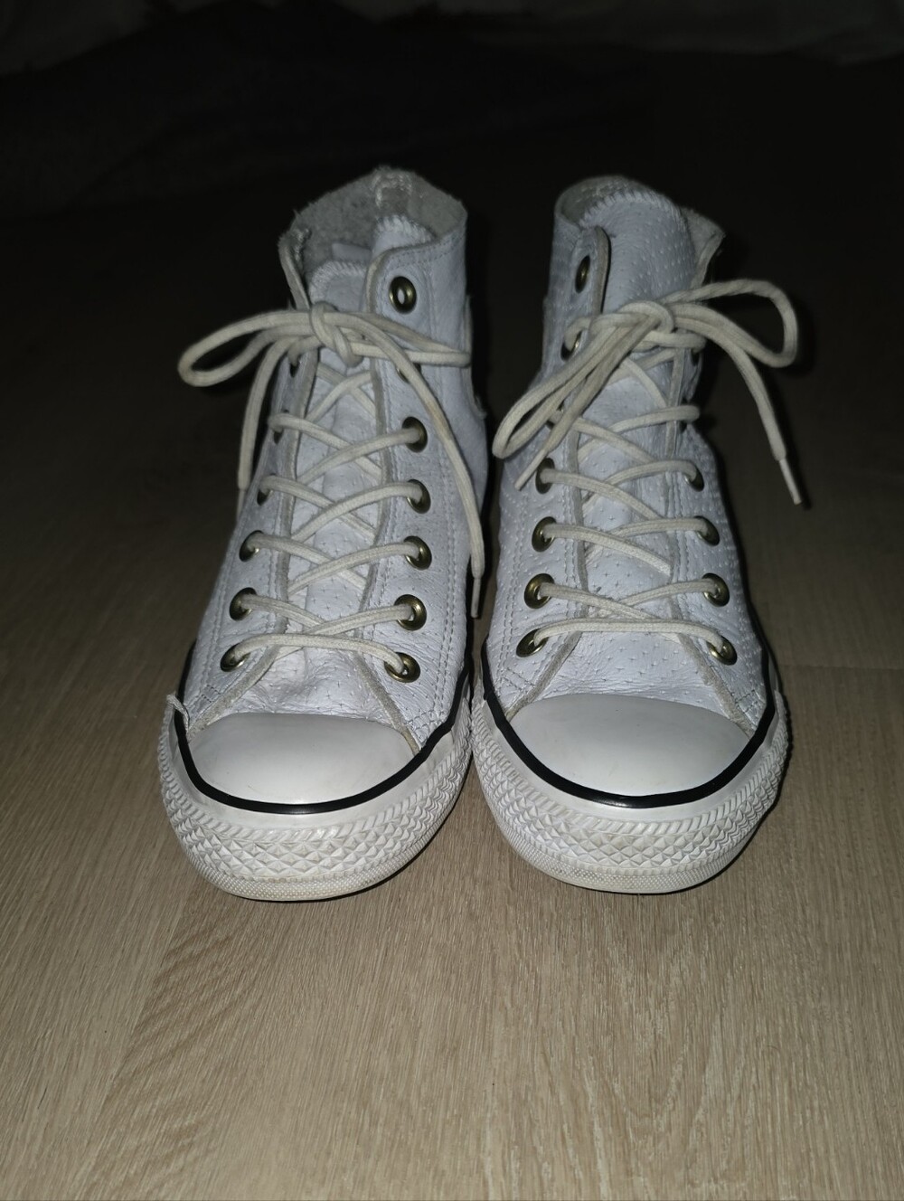 Converse Chuck Taylor All Star White Perforated Leather High Top Sneakers